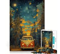 Rompecabezas de 1000 Piezas Autobús en la Playa Diseño de Corte preciso Decoración para estimular el Pensamiento lógico Juego Relajante (38x52cm)
