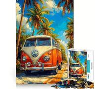 Rompecabezas de 1000 Piezas Autobús en la Playa,Piezas de Corte Limpio,Juguete para desarrollar la Capacidad cognitiva,Momento de relajación,diversión,decoración navideña (38x26cm)