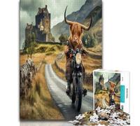 Rompecabezas de 1000 Piezas Aventura con la Vaca de Las Tierras Altas para Adultos y Adolescentes, Juguetes educativos, Juegos antiestrés, Regalos geniales y Juguetes, 38x26cm
