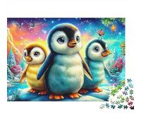 Rompecabezas de 1000 Piezas Aventura del Pingüino para Adultos Pingüinos en un Bosque Mágico Premium Grueso Robusto Vibrante Desafiante Alivio Estrés Juego Familiar Decoración 52x38cm/1000pz