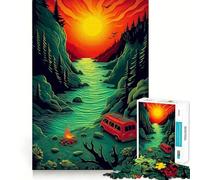 Rompecabezas de 1000 Piezas Aventura en Furgoneta de Camping,Corte Impecable,diversión lógica,Juguete,Juego Libre,Actividad de cumpleaños (38x26cm)