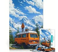 Rompecabezas de 1000 Piezas Aventura en la Furgoneta Naranja para Adolescentes Juego Mental Juguete para el hogar Corte preciso (38x26cm)