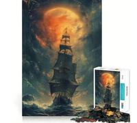 Rompecabezas de 1000 Piezas Aventuras en Barco Pirata para Adultos Fortalece la Memoria Tiempo de relajación Bordes limpios (50x75cm)