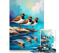 Rompecabezas de 1000 Piezas Aves costeras reunidas para Adolescentes Juguete de lógica Mental para el Tiempo Libre Bordes Finos 50x75cm