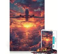 Rompecabezas de 1000 Piezas Avión al Atardecer para Adultos Ideal para estimular la Memoria, Relajarse y Jugar con Rompecabezas Corte Suave Regalo de cumpleaños (38x26cm)