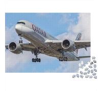 Rompecabezas de 1000 Piezas: Avión en Vuelo, Escena de Aterrizaje de avión en Qatar, para Adultos. Juegos educativos. Hermosa decoración. Difícil. Reto de cumpleaños. 70x50cm.