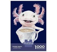 Rompecabezas De 1000 Piezas Axolatte, Smiling Axolotl with Coffee Rompecabezas para Adultos Juego Familiar Mejora La Memoria Oferta como Regalo para Toda La Familia 38x26cm/1000pcs