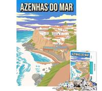 Rompecabezas de 1000 Piezas Azenhas Do Mar Portugal Póster de Viaje Juegos relajantes Desafío de Inteligencia Cerebral Juguetes adictivos Regalos para Mujeres y Hombres Carrera de Velocidad Manual