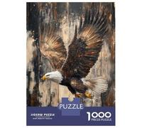 Rompecabezas De 1000 Piezas Bald Eagle in Flight on Wood Bold Nature Wall Art Rompecabezas para Adultos Juego De Ingenio Corte De Precisión Cumpleaños Y Navidad 38x26cm/1000pcs