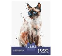 Rompecabezas De 1000 Piezas Balinese Cat Watercolor Rompecabezas para Adultos Juegos Relajantes Decoración del Hogar Cumpleaños Y Navidad 70x50cm/1000pcs