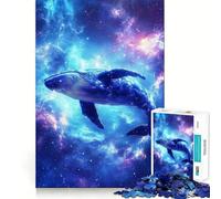 Rompecabezas de 1000 Piezas Ballena Azul en el Espacio Arte de Corte preciso,Desafío Inteligente Divertido,Juego de Ocio Divertido,Regalo de decoración navideña 38x26cm