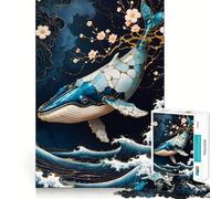 Rompecabezas de 1000 Piezas Ballena Azul Kintsugi Arte Corte Exacto Arte,Desafío Inteligente Divertido,Juego de Ocio Divertido,Regalo de Decoración Navideña 38x26cm