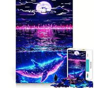 Rompecabezas de 1000 Piezas Ballena bioluminiscente bajo la luz de la Luna Juego de articulación preciso Juguete cognitivo Juego de Tiempo Libre Regalo Divertido de Navidad (50x75cm)