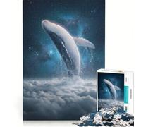 Rompecabezas de 1000 Piezas Ballena emergiendo de Las Nubes hacia el Espacio Juego práctico para Entrenar tu Cerebro y Tus Manos con Piezas de Formas aleatorias Que encajan Perfectamente 38x52cm