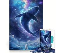 Rompecabezas de 1000 Piezas Ballena en el Espacio con Oso Polar para Adultos Juego de Habilidad Mental Corte láser para un Ajuste Actividad gratificante para días lluviosos (50x75cm)