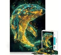 Rompecabezas de 1000 Piezas Ballena en el Espacio para Adultos Divertido Juego de Memoria con componentes Resistentes y de Corte Limpio aliviar el estrés (50x75cm)