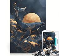 Rompecabezas de 1000 Piezas Ballena Kintsugi Luna Dorada Juego práctico Entrena tu Cerebro y Tus Manos con Piezas de Formas aleatorias Que encajan Perfectamente 38x26cm