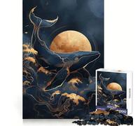 Rompecabezas de 1000 Piezas Ballena Kintsugi Luna Dorada para Adolescentes Desarrolla la lógica y la Capacidad de concentración UNE Piezas con precisión Navidad (38x52cm)