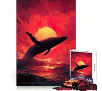 Rompecabezas de 1000 Piezas Ballena Saltando al Atardecer para Adolescentes Pensamiento Claro, interacción Amena, Encaje Firme, Bonito Regalo (38x52cm)