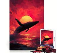 Rompecabezas de 1000 Piezas Ballena Saltando al Atardecer para Adultos Ideal para Relajarse y aliviar el estrés Bordes precisos Un Regalo Encantador (38x26cm)