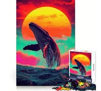 Rompecabezas de 1000 Piezas Ballena Saltando al Atardecer - Pensamiento Claro - Distracción Suave - Bordes precisos - Regalo significativo (38x26cm)