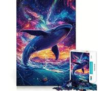 Rompecabezas de 1000 Piezas Ballena Saltando al Espacio Juguete Creativo de Habilidad componentes Resistentes y de Corte Limpio Ideal para Llevar de Viaje Juego Mental (38x26cm)