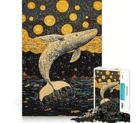 Rompecabezas de 1000 Piezas Ballena Saltando hacia Las Estrellas para Adolescentes Juego para estimular la Mente Montaje Firme y Seguro Actividad Divertida para Toda la Familia (38x26cm)