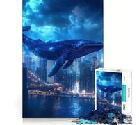 Rompecabezas de 1000 Piezas Ballena sobre Nueva York - Juguete Creativo para desarrollar Habilidades - Cierre Seguro - Sin Piezas Sueltas - Actividad para Compartir en Familia (50x75cm)