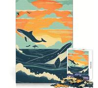Rompecabezas de 1000 Piezas Ballenas al Atardecer para Adolescentes Ideal para Entrenar la Mente y Practicar la evasión Consciente Bordes definidos Regalo de Temporada (50x75cm)