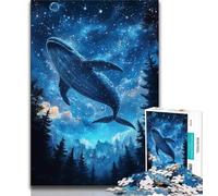 Rompecabezas de 1000 Piezas Ballenas bajo el Cielo Estrellado para Adolescentes y Adultos Un desafío difícil y antiestrés, Ideal para Decorar tu Escritorio (38x26cm)
