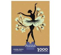 Rompecabezas De 1000 Piezas Ballet Dancer Silhouette with Floral Tutu Rompecabezas para Adultos Juego De Ingenio Carrera De Velocidad De Manos Cumpleaños Y Navidad 70x50cm/1000pcs