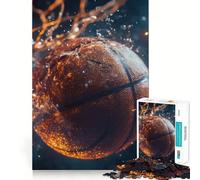 Rompecabezas de 1000 Piezas Baloncesto a través de la Red Chispas Decoración Limpia Ajuste Inteligente Actividad Mental Tiempo de Juego Acogedor Regalo Divertido de Navidad (38x52cm)