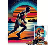 Rompecabezas de 1000 Piezas Baloncesto Puesta de Sol Arte Pop Decoración Limpia y en Forma Actividad para Mentes Inteligentes Tiempo de Juego Acogedor Regalo Divertido de Navidad (50x75cm)