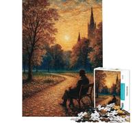 Rompecabezas de 1000 Piezas Banco de Parque contemplando al Atardecer Juego práctico Que desafía la Inteligencia Cerebral Juguetes adictivos Regalos para Mujeres y Hombres Alivia el estrés (38x52cm)