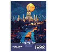 Rompecabezas De 1000 Piezas Bangkok Thailand Cityscape at Night Rompecabezas para Adultos Juego Familiar Mejora La Memoria Oferta como Regalo para Toda La Familia 70x50cm/1000pcs