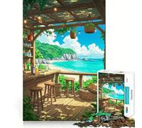 Rompecabezas de 1000 Piezas Bar de Playa con Vista al océano,Juego Divertido de lógica y Pensamiento,Ideal para Pasar un Buen rato en Navidad (38x52cm)