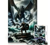 Rompecabezas de 1000 Piezas Bárbaro contra Dragón para adultosDesarrolla la Habilidad mentalUn Juego Divertido y entretenidoIdeal (50x75cm)