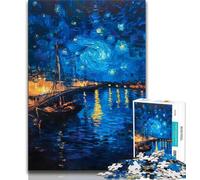 Rompecabezas de 1000 Piezas Barco bajo el Cielo Nocturno para Adultos, un desafío difícil y antiestrés, Ideal para Decorar tu Escritorio (50x75cm)