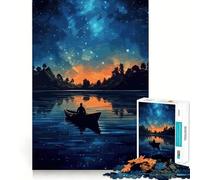 Rompecabezas de 1000 Piezas Barco en la Noche Diseño de Corte preciso Un desafío Inteligente y Divertido Ideal para el Ocio 50x75cm