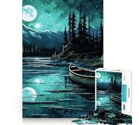 Rompecabezas de 1000 Piezas Barco en la Noche Diversión con articulaciones precisas,Juego para ejercitar la Mente,Juego para Momentos de Paz,decoración navideña 38x52cm