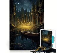 Rompecabezas de 1000 Piezas Barco en la Noche Diversión con articulaciones precisas,Juego para ejercitar la Mente,Juego para Momentos de Paz,decoración navideña 38x26cm