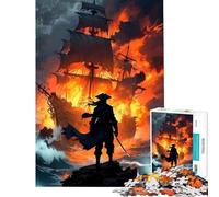 Rompecabezas de 1000 Piezas Barco en Llamas y Guerrero Solitario Juegos educativos para un desafío de Juego Educativo Juguete Ideal para Regalar y Pasar el Tiempo en casa Durante Las Vacaciones