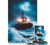Rompecabezas de 1000 Piezas Barco en Medio de una tormenta con relámpagos, Ideal para Adolescentes Relájate, Mejora tu Mente y Disfruta de una Obra de Arte nítida 50x75cm