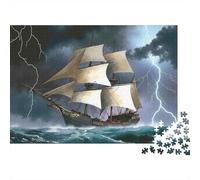 Rompecabezas de 1000 Piezas Barco en tormenta navegando - Barco en Alta mar - Juego Educativo para Adultos - Hermosa decoración - Difícil - Reto - Regalos de cumpleaños - 38 x 26 cm / 1000 Piezas