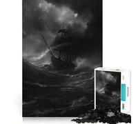 Rompecabezas de 1000 Piezas Barco Pirata en la tormenta para Adolescentes Mejora la Memoria, relaja la Mente y CREA un Regalo Original (38x26cm)