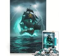 Rompecabezas de 1000 Piezas Barco Pirata en Mares tempestuosos Juego de ingenio para Relajarse intelectualmente Regalo de cumpleaños Regalos 38x52cm