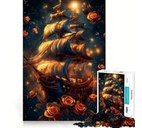 Rompecabezas de 1000 Piezas Barco Pirata Entre Las Estrellas para Adolescentes Juguete para ejercitar la Mente, Juego Relajante, Corte Premium, (38x26cm)