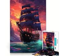 Rompecabezas de 1000 Piezas Barco Pirata Misterioso para Adultos Juguete de lógica Clara, Divertido y Relajante Corte Perfecto Regalo Elegante (50x75cm)