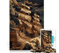 Rompecabezas de 1000 Piezas Barco Pirata perdido en el mar para Adultos Juguete Inteligente para el hogar Disfruta de un diseño Elegante y Original Artículo de Santa Claus (38x26cm)