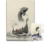 Rompecabezas de 1000 Piezas: Barco Vikingo y Serpiente Marina Una Forma Relajante de llenar el Tiempo Libre Corte preciso y consistente Tamaño del Juguete: 50x75cm